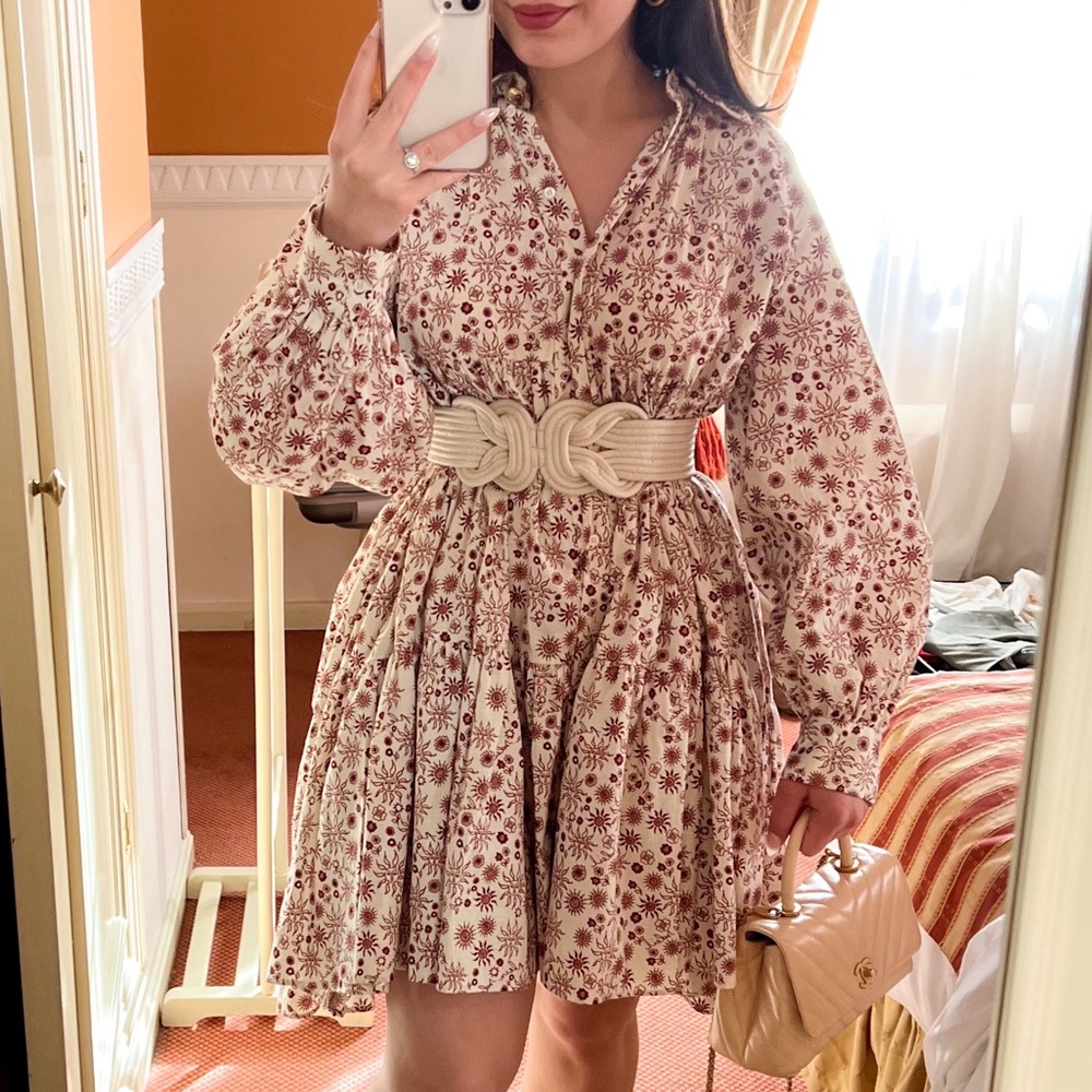 Sandro Floral long sleeve shirt dress